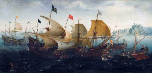 Slaget ved Cadiz (nederlandske og engelske skip angriper den spanske armadaen)