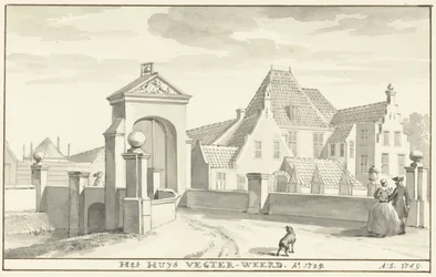 Havezathe Vechterweerd nær Zwolle i 1729 Het HUYS VEGTER-WEERD Ao 1729 (tittel på objekt)