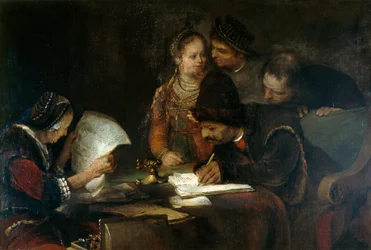 Ekteskapskontrakten, ca. 1670 (olje på lerret)