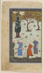 En prins tronet omgitt av ledsagere, 1425-30