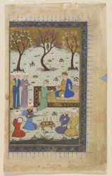 En prins tronet omgitt av ledsagere, 1425-30
