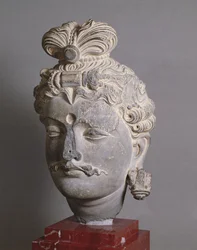 Leder for en Bodhisattva, gresk-buddhistisk stil, fra Buner, 2. århundre (skifer)