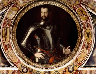 Portrett av Jean de Medici dit Jean des Bandes Noires (Giovanni Dalle Bande Nere) (1498-1526) av Bronzino (1503-1572) - Maleri bevart i Palazzo Vecchio, Firenze