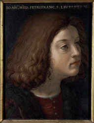 Portrett av Johannes av Medicis dit il Popolano (1467-1498) (Portrett av Giovanni de Medici il Popolano) Maleri av Bronzino (Agnolo di Cosimo) (1503-1572) 1551 Dim 15x12 cm Florence Palazzo Medici Riccardi