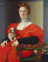 Portrett av en dame i rødt, ca. 1533 (blandet teknikk på poppel)