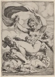 Venus eller Galatea støttet av delfiner