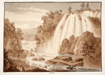 Cascade ved Tivoli, 1833 (etsing med brun vask)