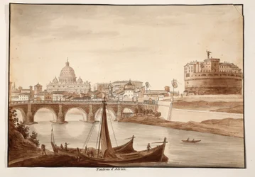 Hadrians grav, 1833 (etsing med brun vask)