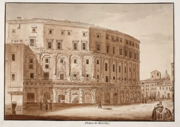 Theatre of Marcellus, 1833 (etsing med brun vask)