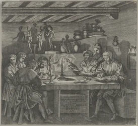 Baccio Bandinelli i studioet hans holder en statuett av Venus, studenter som skisserer fra en måned, 1531.