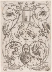 Grotesk Ornament with Satyrs, fra et sett med tjue ornamentpaneler