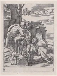 Hercules og Antaeus, datert 1533., datert 1533.