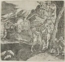 Gjetere og satyr i et landskap