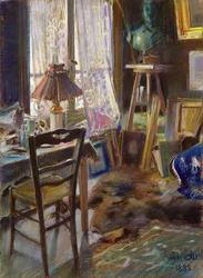 Studioet til Comte Deheaulme de Vallombreuse, 36 Rue Jouffrey, Paris 1888 (pastell)