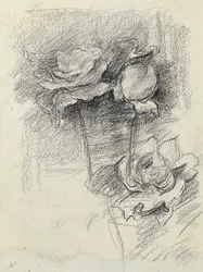 Stilleben av roser i en vase, ca. 1890