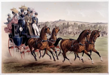 Postvogn, rasenes retur Trykk av Albert Adam (1833-?) Paris fra 1800-tallet, Musee Carnavalet