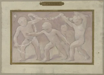 Skisse for Salle des Fêtes på Hôtel de Ville de Paris: Blomster, mellom 1889 og 1895 (olje på papir)