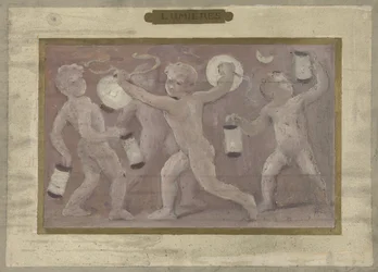 Skisse for Salle des Fêtes på Hôtel de Ville de Paris: Lumières, mellom 1889 og 1895 (olje på blyant, papir)
