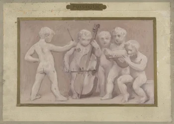 Skisse for Salle des Fêtes på Hôtel de Ville de Paris: Musikk, mellom 1889 og 1895 (olje på blyant, papir)