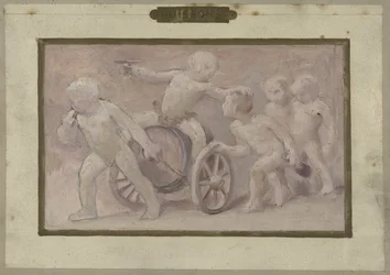 Skisse til Salle des Fêtes på Hôtel de Ville i Paris: Drikkevarer, mellom 1889 og 1895 (olje på papir)