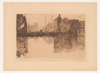 Havneutsikt i Flandern En ville Flamande, le soir (tittel på objekt)