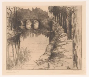 Gammel bro over en kanal i Diksmuide Vieux Pont (tittel på objekt) Gammel bru i Diksmuide