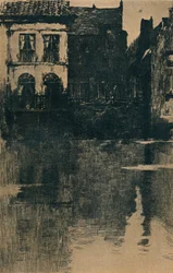 Gamle hus ved vannet, c 1886-1906, 1906-7