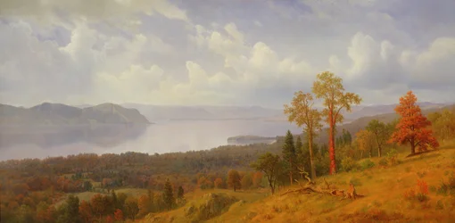 Utsikt over Hudson ser over Tappan Zee mot Hook Mountain, 1866