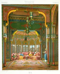 Harem i Tyrkia - i "" Den historiske drakten"" av Racinet