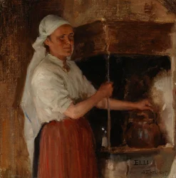 Elli Jäppinen ved komfyren, studie