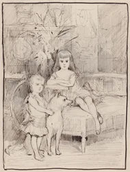 Portrettstudie for Mikhail og Xenia, barna til tsar Aleksander III