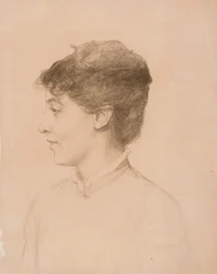 Portrett av kunstnerens kone Ellan Edelfelt i profil