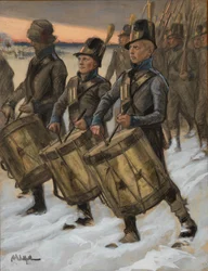 «Björneborg-regimentets marsj», originaltegning til «Fenrik Ståls eventyr»