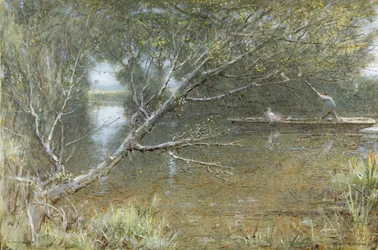 A Thames Backwater, ca. 1860-c. 1932 (akvarell, kroppsfarge, penn og blekk på papir)