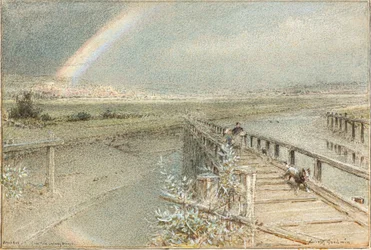 Arundel fra Ford Railway Bridge (akvarell)