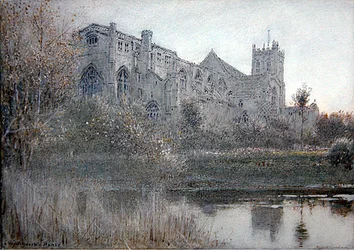 Christchurch, Hampshire (akvarell med penn og blekk på papir)