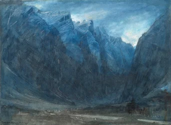 Romsdal, Norge (akvarell med kroppsmaling, kritt og blekk)