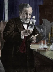 Portrett av Louis Pasteur (1822-1895), fransk kjemiker og biolog. Fra maleriet av Aristide Albert Gustaf Edelfelt (1854-1905) av Musee d'orsay i Paris. Gravering av 1800-tallet
