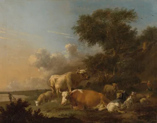 Landskap med storfe