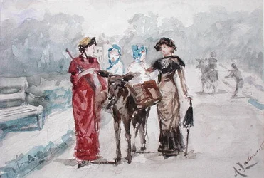 The Donkey Ride (akvarell på papir)