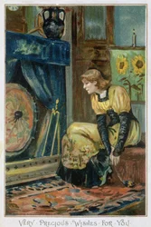 Very Precious Wishes For You, viktoriansk julekort, utgitt av Hildesheimer und Faulkner, London, ca. 1880