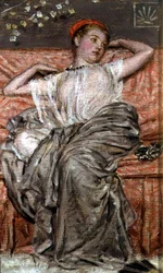 Studie av en drapert figur (olje)