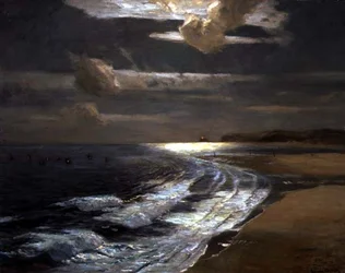 Silver Moonlight, St. Ives Bay (olje på lerret)
