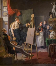 En jente fra Amager som selger frukt i et kunstnerstudio
