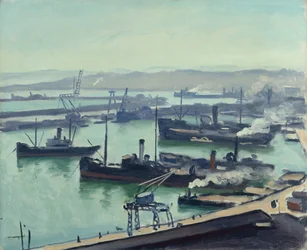 Havnen i Alger (olje på lerret)