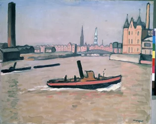 Hamburg havn 1909 (olje på lerret)