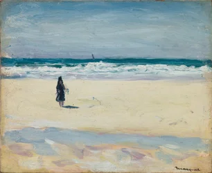 Ung jente på stranden