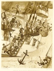 Avgang av en transatlantisk ballong, fra Le Vingtieme Siecle, pub. 1883
