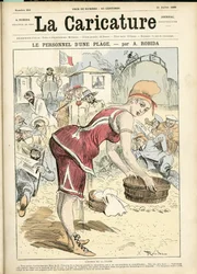 Illustrasjon av Albert Robida (1848-1926) for teppet til La Caricature (1880)