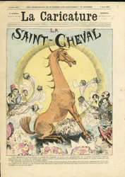 Illustrasjon av Albert Robida (1848-1926) for omslaget til The Caricature (1880)